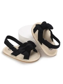 Infant Bow Decor Slingback Sandals - Black - View 4