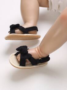 Infant Bow Decor Slingback Sandals - Black - View 7