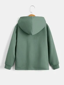 SHEIN 男孩標語圖案袋鼠口袋連帽衫