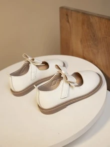 Girls Bow Decor Mary Jane Flats - White - View 3