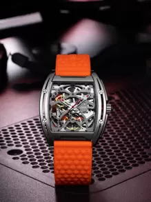 CIGADesign CIGA Design Skeleton Watch Z Series Automatic Mechanical Wristwatch Sapphire Tonneau Analog Men's Watches 3ATM Waterproof with Removable Silicone and Leather Strap - Orange - View 1