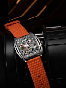 CIGADesign CIGA Design Skeleton Watch Z Series Automatic Mechanical Wristwatch Sapphire Tonneau Analog Men's Watches 3ATM Waterproof with Removable Silicone and Leather Strap - Orange - View 2