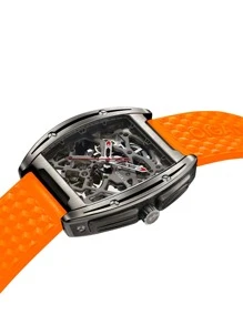 CIGADesign CIGA Design Skeleton Watch Z Series Automatic Mechanical Wristwatch Sapphire Tonneau Analog Men's Watches 3ATM Waterproof with Removable Silicone and Leather Strap - Orange - View 4