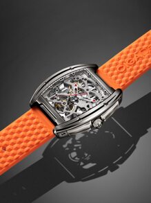 CIGADesign CIGA Design Skeleton Watch Z Series Automatic Mechanical Wristwatch Sapphire Tonneau Analog Men's Watches 3ATM Waterproof with Removable Silicone and Leather Strap - Orange - View 5