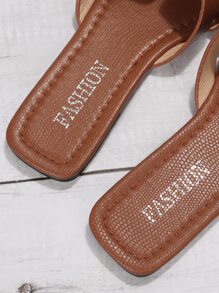 Sandalias recortadas con relieve de piel de serpiente, sandalias con estampado de serpiente elegante marrón - Marrón - Ver 8