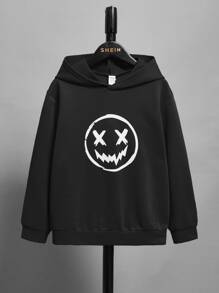 SHEIN Tween Boy Cartoon Printed Sweatshirt With Long Sleeves, Daily Wear, Autumn/Winter - Black - View 5