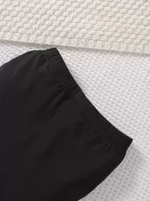 SHEIN Top Y Leggings Con Ribete De Volantes Y Bordado De Letras Para Chicas Jóvenes - Multicolor - Ver 3