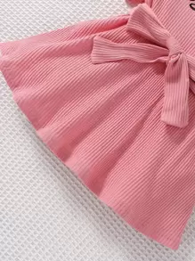 SHEIN Top Y Leggings Con Ribete De Volantes Y Bordado De Letras Para Chicas Jóvenes - Multicolor - Ver 5