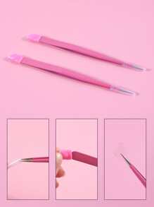 klimonla 1pc Double Ended Nail Art Tweezers For Women, Stainless Steel Tweezers Set  Tweezers Precision Lash Tweezers For Eyelash Extensions Pointed Tweezers For Crafts Rhinestone Picker Tool Rose Red - Hot Pink - View 4