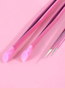 klimonla 1pc Double Ended Nail Art Tweezers For Women, Stainless Steel Tweezers Set  Tweezers Precision Lash Tweezers For Eyelash Extensions Pointed Tweezers For Crafts Rhinestone Picker Tool Rose Red - Hot Pink - View 6