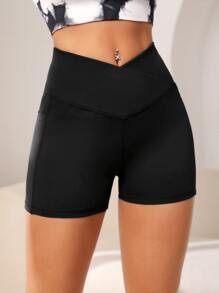 Easithlete 交叉圍裹寬腰帶運動短褲帶手機袋 - 黑色 - 查看 5