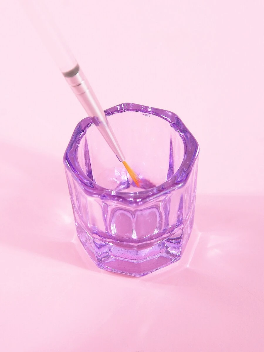 klimonla 1 chiếc cốc thủy tinh pha lê, bột acrylic dạng lỏng dùng cho nghệ thuật làm móng, cốc thủy tinh đựng dụng cụ làm móng, màu tím, đồ dùng làm móng, dụng cụ làm móng, dụng cụ làm móng, trở lại trường, móng tay, dụng cụ làm móng để ấn vào móng tay