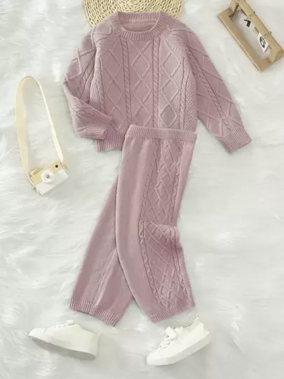 Toddler Girls Raglan Sleeve Sweater & Knit Pants