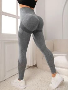 Hollow Out Tummy Control Sports Leggings - Dark Grey - View 2