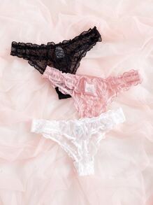 PetitDoll 3packs Floral Lace Panty Set Sexy Lingerie - Multicolor - View 2