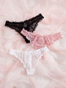 PetitDoll 3packs Floral Lace Panty Set Sexy Lingerie - Multicolor - View 3