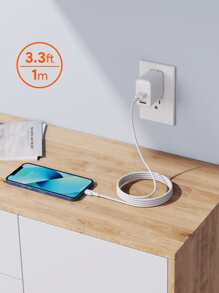 JMMO iPhone 数据线，USB-A 转闪电数据线，USB 转闪电数据线 480Mbps 数据传输 3.3 英尺/1 米 [Apple MFi 认证] 圣诞礼物，秋冬必备品 - 白色 - 查看 2