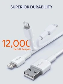 JMMO iPhone 数据线，USB-A 转闪电数据线，USB 转闪电数据线 480Mbps 数据传输 3.3 英尺/1 米 [Apple MFi 认证] 圣诞礼物，秋冬必备品 - 白色 - 查看 5