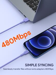 JMMO Cable ,USB-A To Lightning Cable,USB To Lightning Cable Cord 480Mbps Data Transfer 3.3FT/1M [ MFi Certified] Gifts,Must-Haves For Autumn And Winter - Purple - View 6