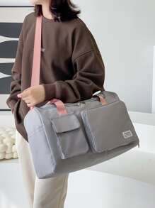 Weekend Over Night Holiday Luggage Travel Duffel Bag,Large Capacity Gym Yoga bag,Carry-on Handbag With Dry And Wet Separation,Large Capacity Casual Multifunctional Portable Shoulder Bag With Shoes Compartment For Business,Vacation,Outdoor,Skiing,Exercise Fitting - Grey - View 2