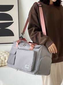 Weekend Over Night Holiday Luggage Travel Duffel Bag,Large Capacity Gym Yoga bag,Carry-on Handbag With Dry And Wet Separation,Large Capacity Casual Multifunctional Portable Shoulder Bag With Shoes Compartment For Business,Vacation,Outdoor,Skiing,Exercise Fitting - Grey - View 3