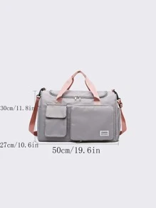 Weekend Over Night Holiday Luggage Travel Duffel Bag,Large Capacity Gym Yoga bag,Carry-on Handbag With Dry And Wet Separation,Large Capacity Casual Multifunctional Portable Shoulder Bag With Shoes Compartment For Business,Vacation,Outdoor,Skiing,Exercise Fitting - Grey - View 6