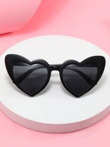 1pair Men Heart Frame Black Fashion Glasses Party Accessories For Summer Beach Vacation,Outdoor,Travel - Black - View 1
