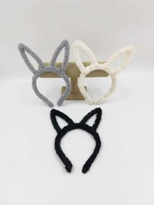 3入組毛茸茸兔耳朵裝飾立體髮箍 - 彩色 - 查看 3