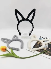 3入組毛茸茸兔耳朵裝飾立體髮箍 - 彩色 - 查看 4