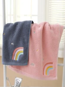 1 Pieza Toalla Con Patrón De Arcoíris Bordado, Color Aleatorio - Multicolor - Ver 4