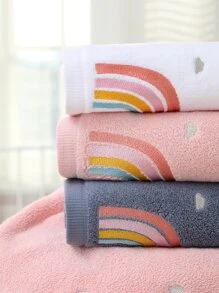 1 Pieza Toalla Con Patrón De Arcoíris Bordado, Color Aleatorio - Multicolor - Ver 7