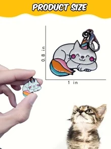 1 pieza Identificador para mascotas con diseño de gato - Multicolor - Ver 5