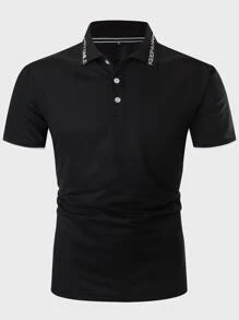Manfinity Men Slogan Graphic Polo Shirt - Black - View 6
