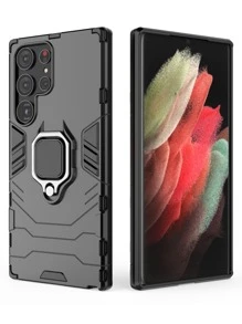1pc Dual Layer Shockproof Kickstand Phone Case Compatible With Samsung Galaxy S24 Ultra/S23 Ultra/S22 Ultra/A14/A15/A05, Compatible With Redmi Models Waterproof Anti-Fall Scratch Resistant,International Version, Not The Domestic Version - Black - View 2