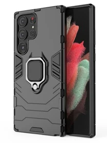 1pc Dual Layer Shockproof Kickstand Phone Case Compatible With Samsung Galaxy S24 Ultra/S23 Ultra/S22 Ultra/A14/A15/A05, Compatible With Redmi Models Waterproof Anti-Fall Scratch Resistant,International Version, Not The Domestic Version - Black - View 5