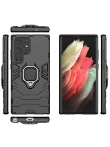 1pc Dual Layer Shockproof Kickstand Phone Case Compatible With Samsung Galaxy S24 Ultra/S23 Ultra/S22 Ultra/A14/A15/A05, Compatible With Redmi Models Waterproof Anti-Fall Scratch Resistant,International Version, Not The Domestic Version - Black - View 8