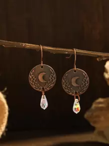 Bông tai thả trang trí mặt trăng & rhinestone - Nhiều màu - Xem 1