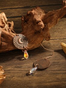 Bông tai thả trang trí mặt trăng & rhinestone - Nhiều màu - Xem 2