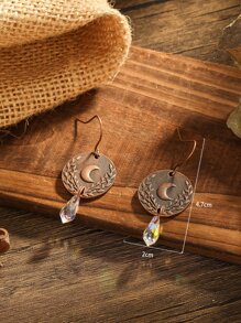 Bông tai thả trang trí mặt trăng & rhinestone - Nhiều màu - Xem 3