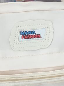 蛋糕圖案單肩手提包帶零錢包書包適合畢業生、青少年女孩、新生、大二、初中和高中學生、大學和高中，非常適合戶外、旅行和返校 - 米色 - 查看 6