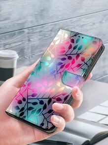 GLANDOTU 彩葉圖案折疊 PU 皮革皮夾翻蓋 相容於三星 Galaxy 小米等手機型號 相容 iPhone15/15Plus/15Pro/15Promax - 彩色 - 查看 6