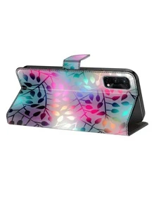 GLANDOTU 彩葉圖案折疊 PU 皮革皮夾翻蓋 相容於三星 Galaxy 小米等手機型號 相容 iPhone15/15Plus/15Pro/15Promax - 彩色 - 查看 7