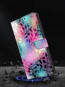 GLANDOTU 彩葉圖案折疊 PU 皮革皮夾翻蓋 相容於三星 Galaxy 小米等手機型號 相容 iPhone15/15Plus/15Pro/15Promax - 彩色 - 查看 5