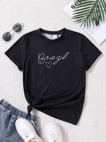 Tops con gái Tim Lá thư Giải trí - màu đen - Xem 1
