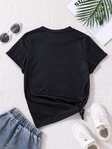 Tops con gái Tim Lá thư Giải trí - màu đen - Xem 2