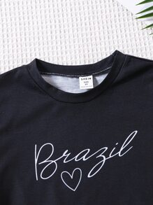 Tops con gái Tim Lá thư Giải trí - màu đen - Xem 3