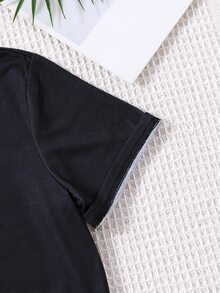Tops con gái Tim Lá thư Giải trí - màu đen - Xem 5