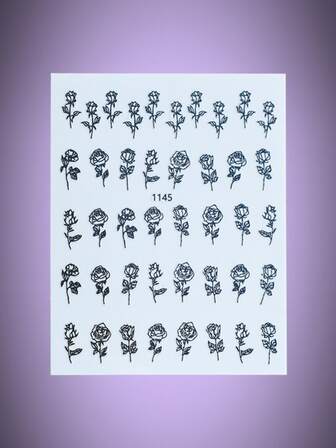 ملصق فن اظافر نمط زهر ورقة واحدة