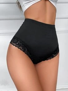 Quần lót Nữ Tương phản ren màu trơn - màu đen - Xem 1