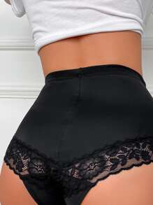 Quần lót Nữ Tương phản ren màu trơn - màu đen - Xem 2